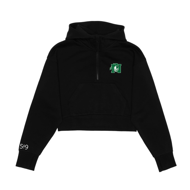 NORTHRIDGE EMBROIDERED CROPPED SCUBA 1/2 ZIP HOODIE (WOMENS)
