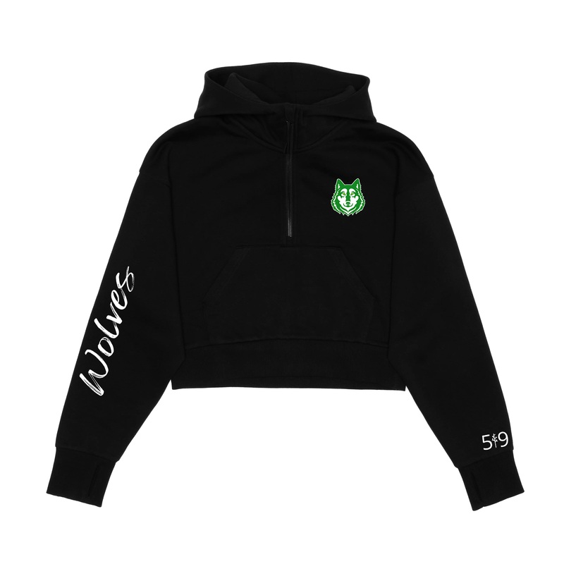 NICHOLAS WILSON SIGNATURE SLEEVE CROPPED SCUBA 1/2 ZIP HOODIE (WOMENS)