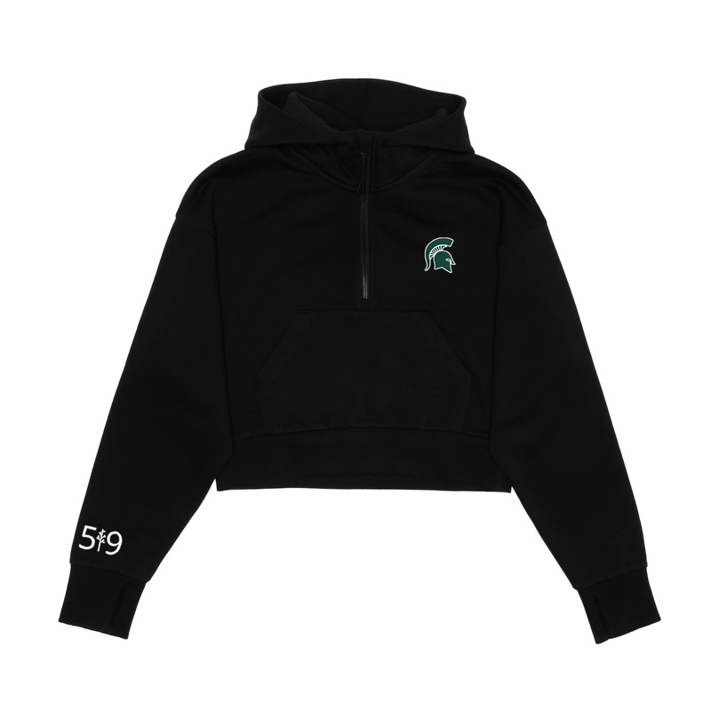 MTS EMBROIDERED CROPPED SCUBA 1/2 ZIP HOODIE (WOMENS)