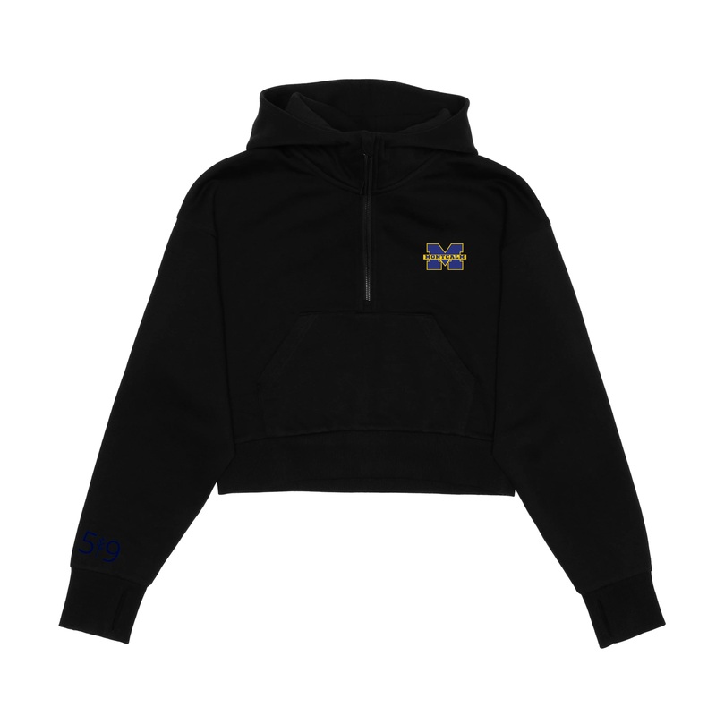 MONTCALM EMBROIDERED CROPPED SCUBA 1/2 ZIP HOODIE (WOMENS)