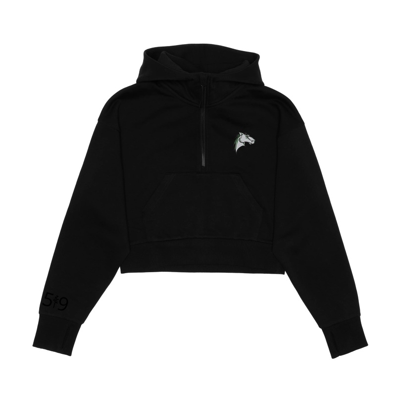 MITCHELL HEPBURN EMBROIDERED CROPPED SCUBA 1/2 ZIP HOODIE (WOMENS)