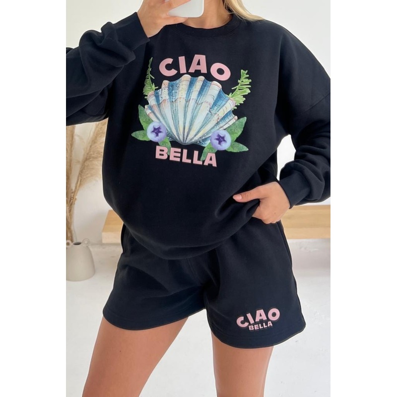 Ciao Black Premium Sweater Short Loungewear Set