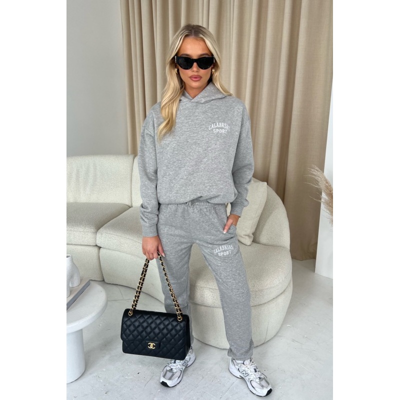 Calabasas melange grey hoodie and joggers premium loungewear