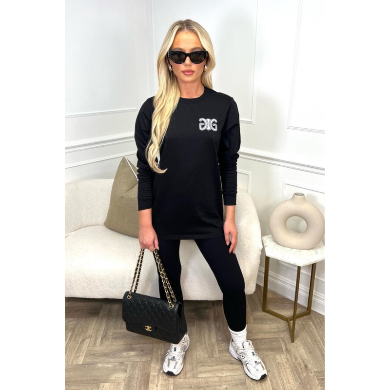 Couture Milan black embroidered long sleeve t-shirt and leggings