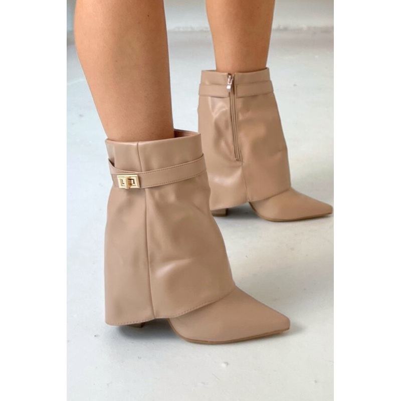 Gerri beige heeled boots