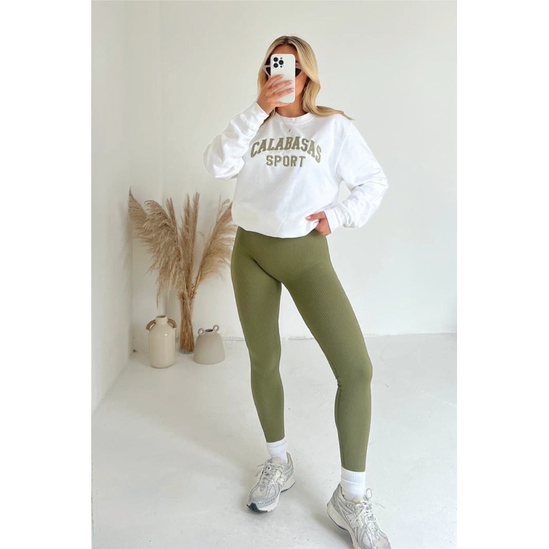 Calabasas white embroidered sweater and legging set
