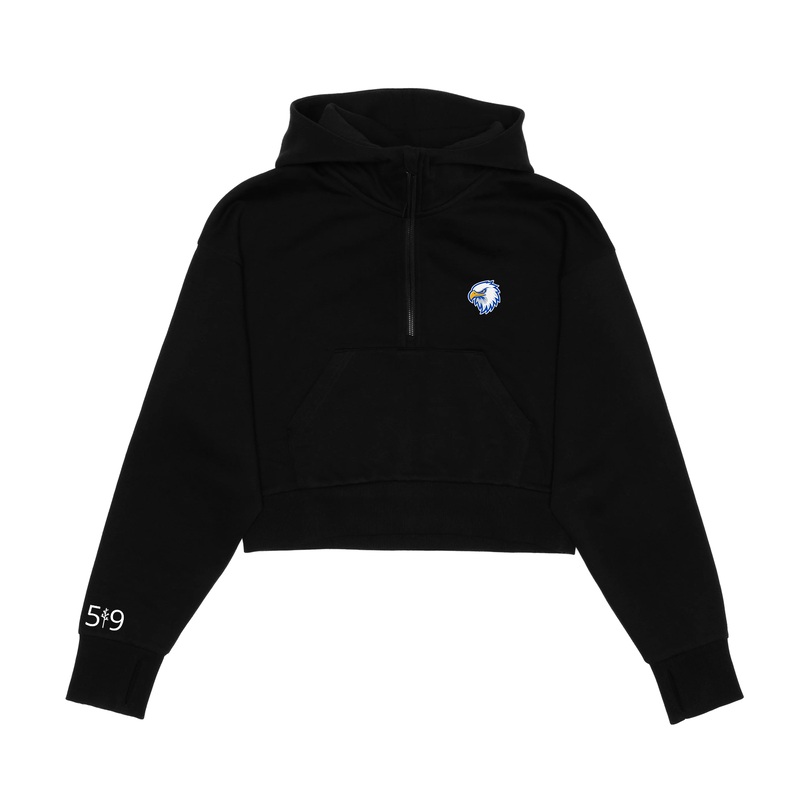 MADELINE HARDY EMBROIDERED CROPPED SCUBA 1/2 ZIP (WOMENS)