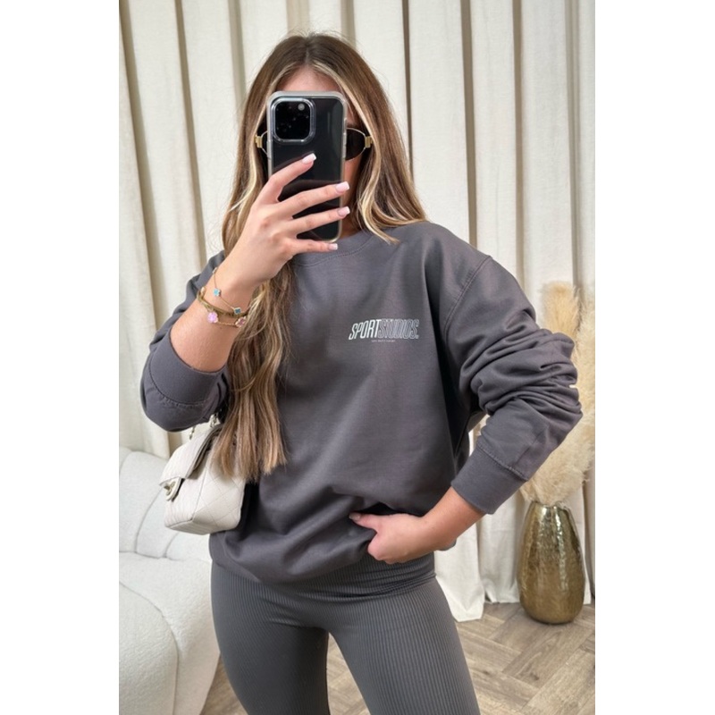 Sport studios steel grey printed sweater premium essentials