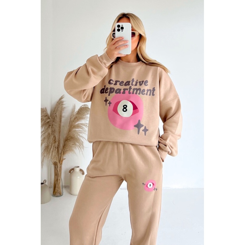 creative department stone printed sweater joggers premium loungewear