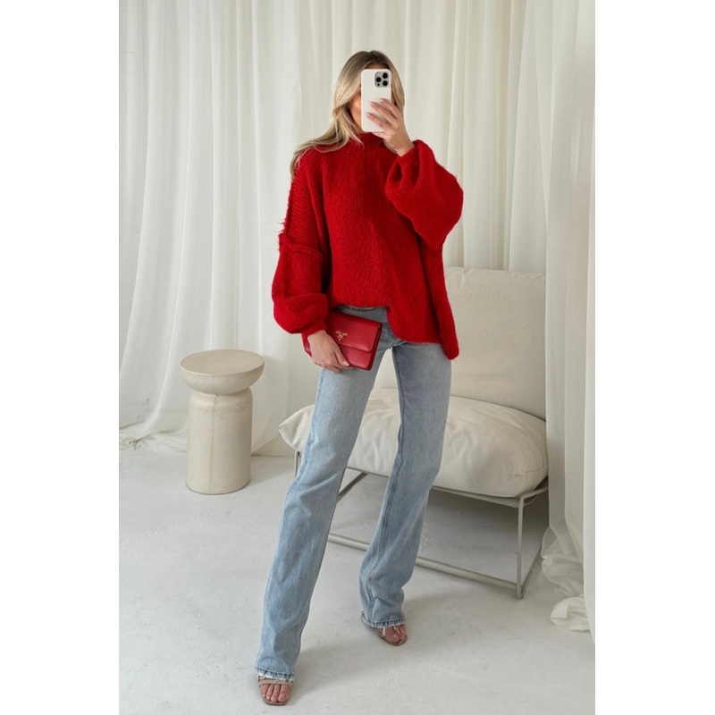 Adelaide red oversized knit  jumper