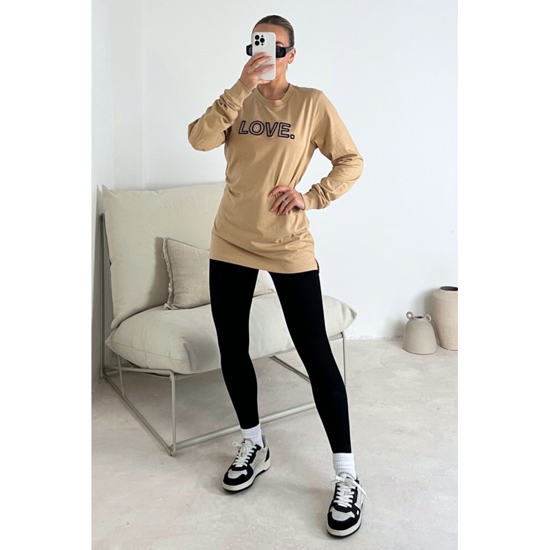 Love camel embroidered long sleeve t-shirt and leggings