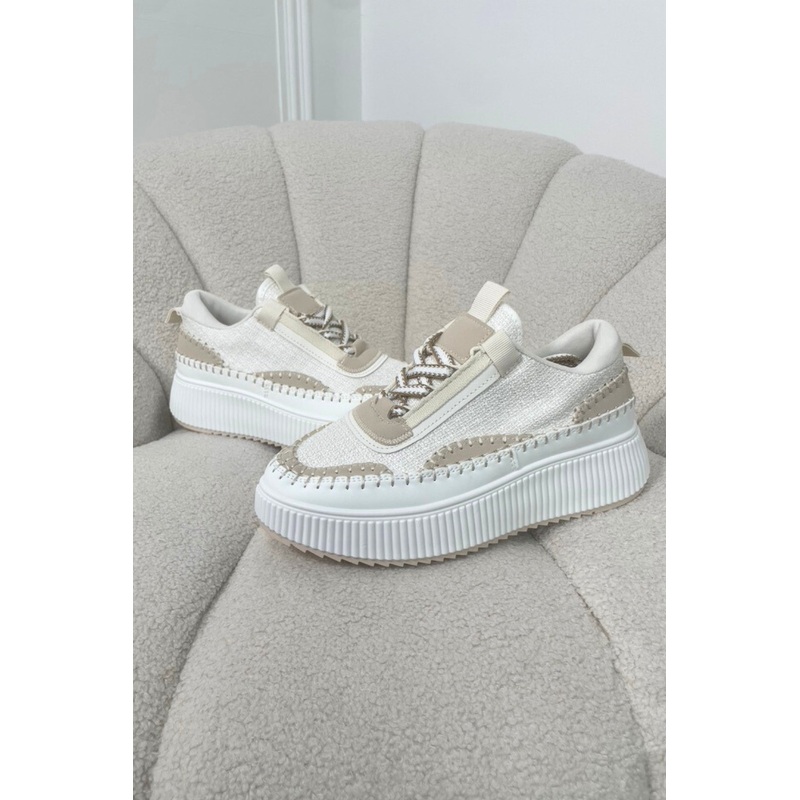 Zoe white platform trainers