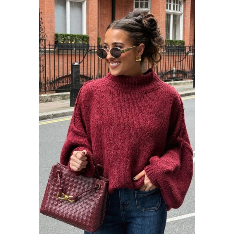 Adelaide burgundy oversized knitted jumper