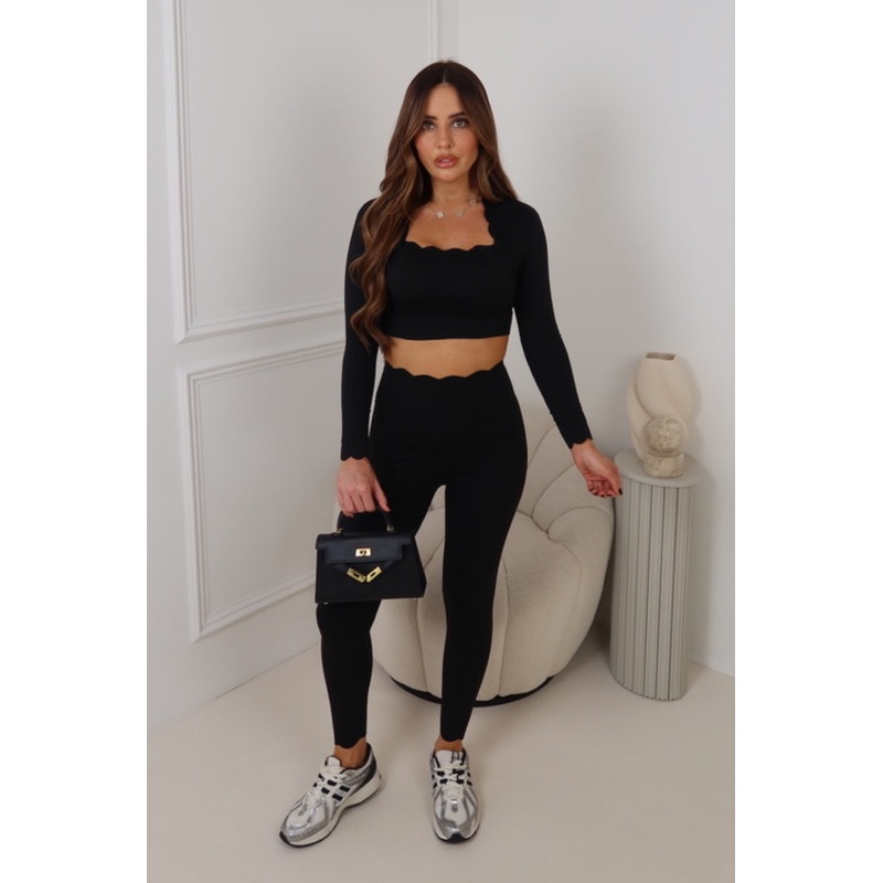 GIADA BLACK LONG SLEEVE TROUSER GYM SET