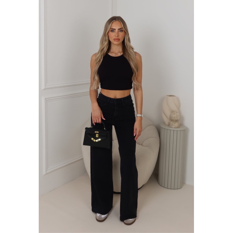 Jayla black wide leg jeans