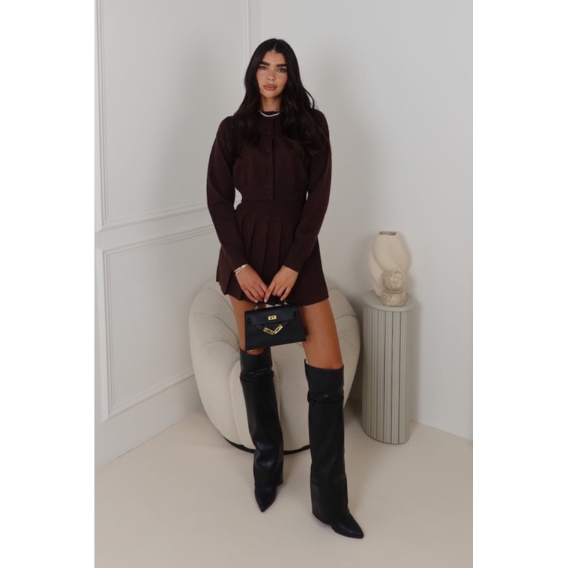 LUANNIE CHOCOLATE KNITTED CARDIGAN