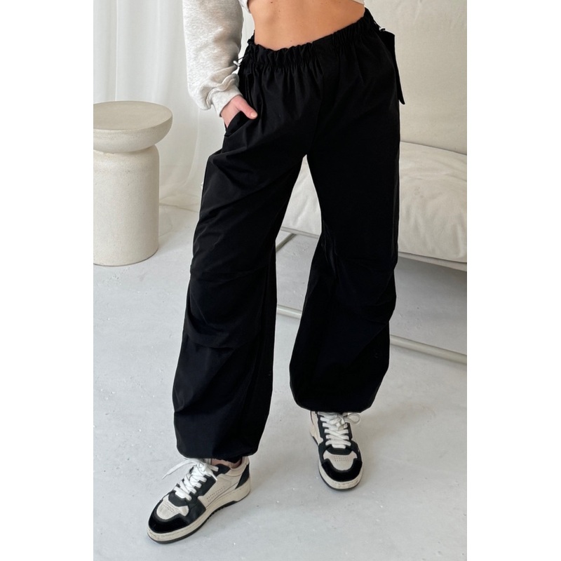 Adele black cargo trousers