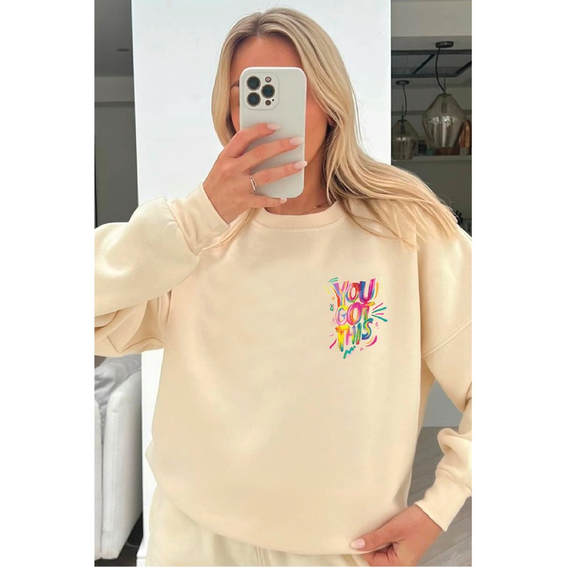 You got this printed ecru sweater