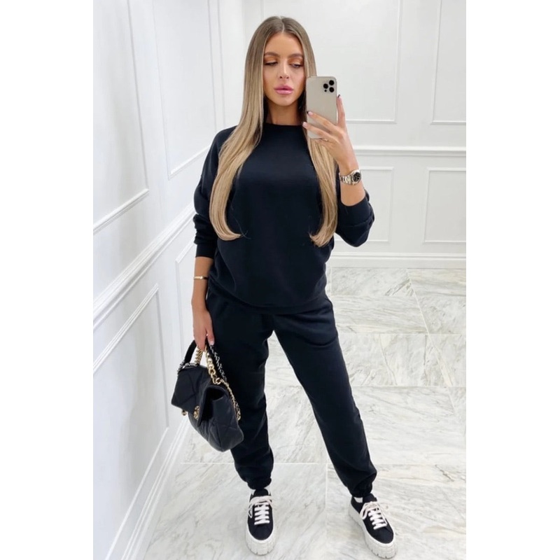 Basic black sweater essential loungewear set