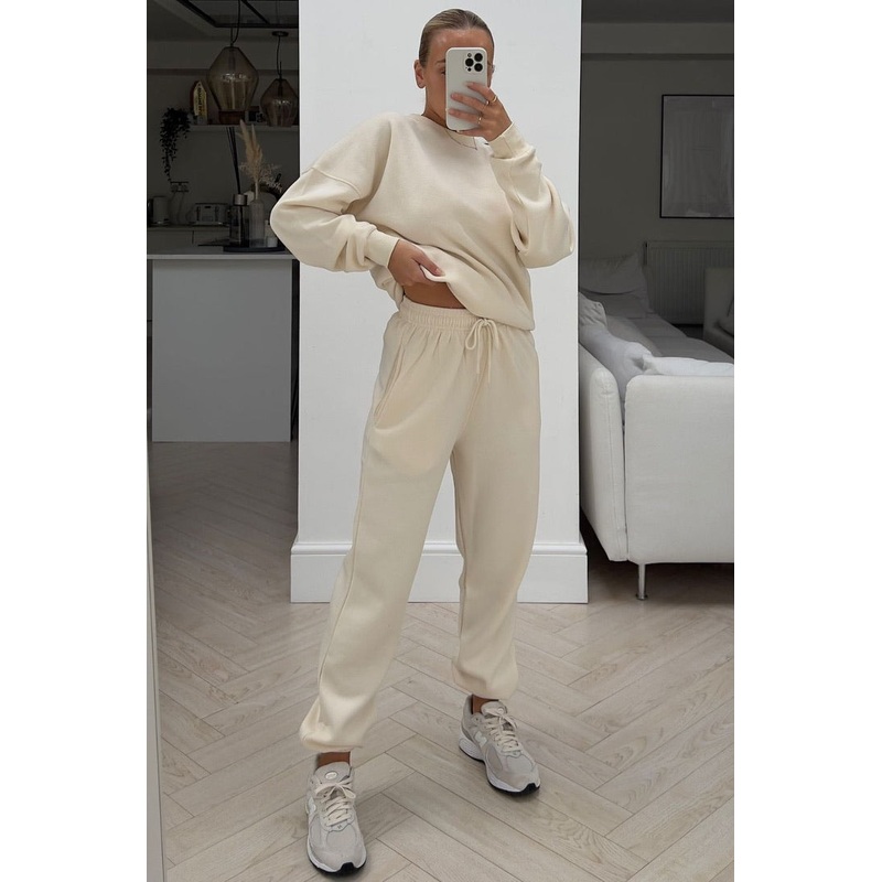 Basic ecru sweater essential loungewear set