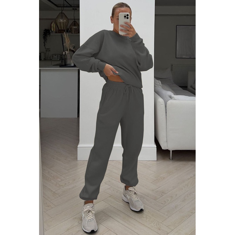 Basic steel grey sweater essential loungewear set