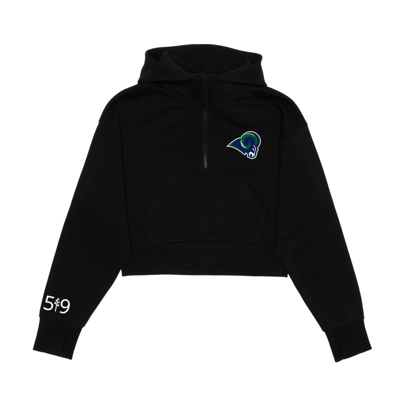 LAURIER EMBROIDERED CROPPED SCUBA 1/2 ZIP HOODIE (WOMENS)