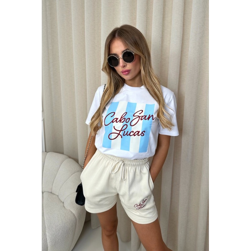 Cabo blue embroidered premium t-shirt and shorts