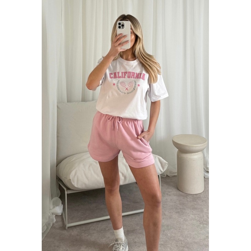 California baby pink printed t-shirt and shorts