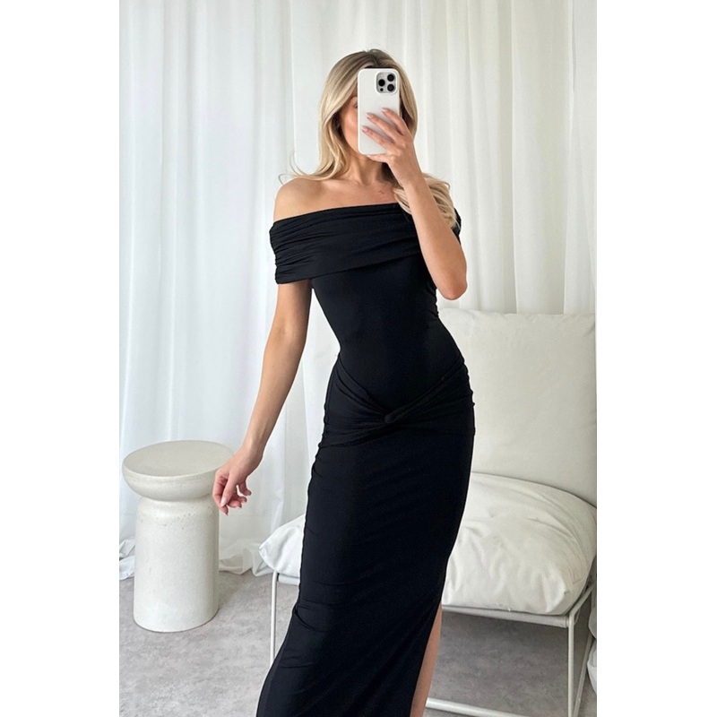 Sasha black off the shoulder maxi dress