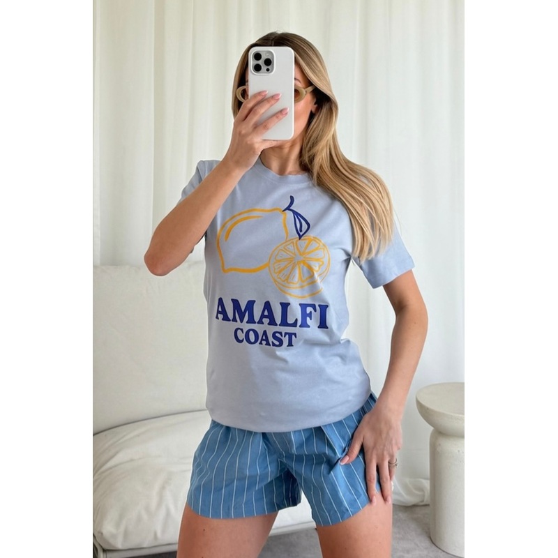 Amalfi coast blue Printed T-shirt