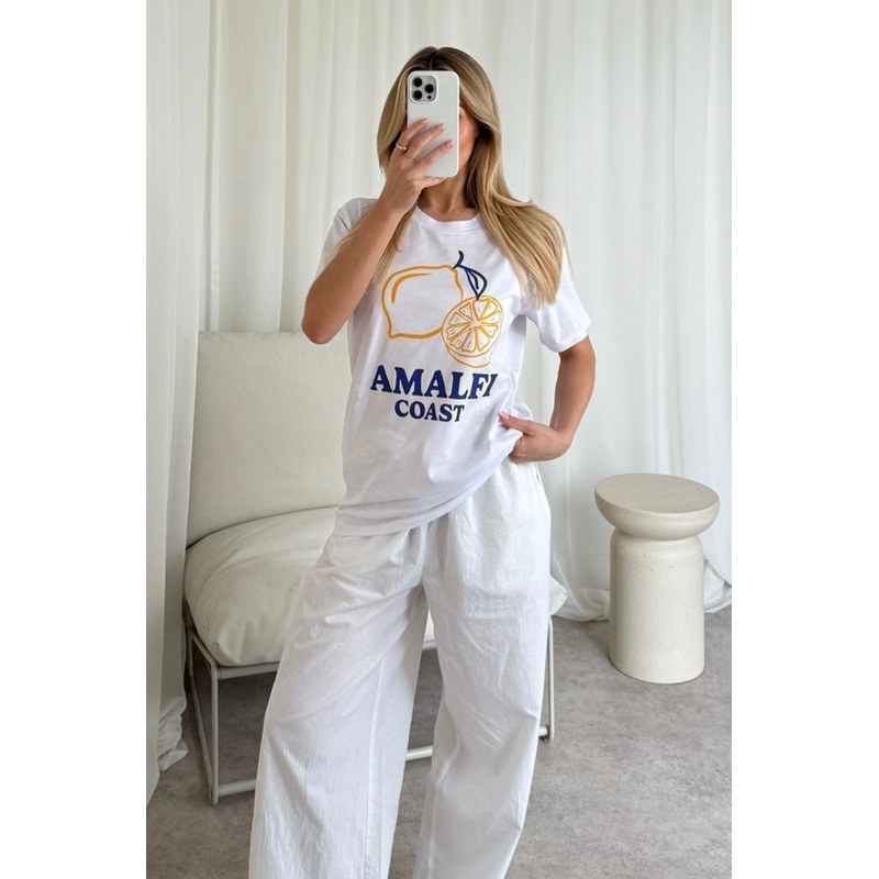 Amalfi coast white Printed T-shirt