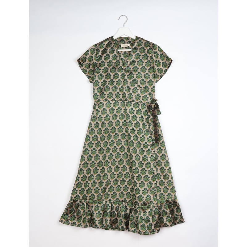 Midi Wrap Dress - Beige Floral