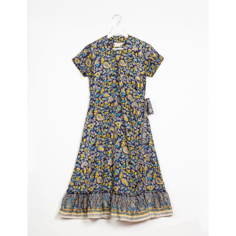 Midi Wrap Dress - Blue Floral