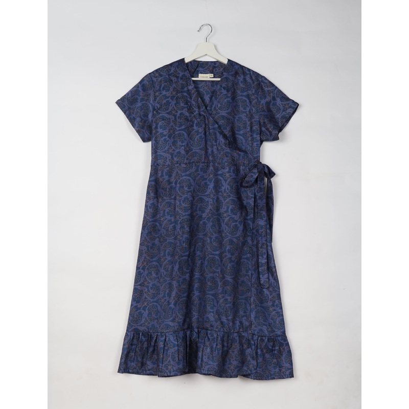 Midi Wrap Dress - Blue Tropical