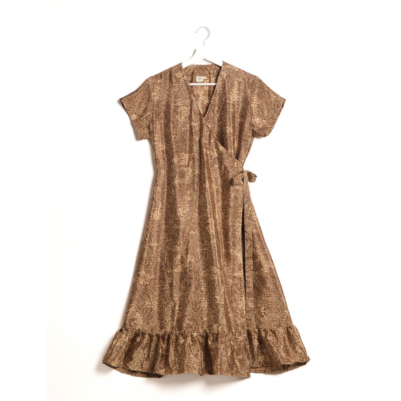 Midi Wrap Dress - Brown Organic