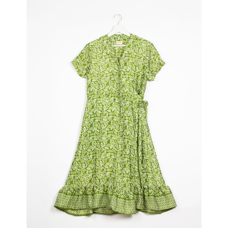 Midi Wrap Dress - Green Floral