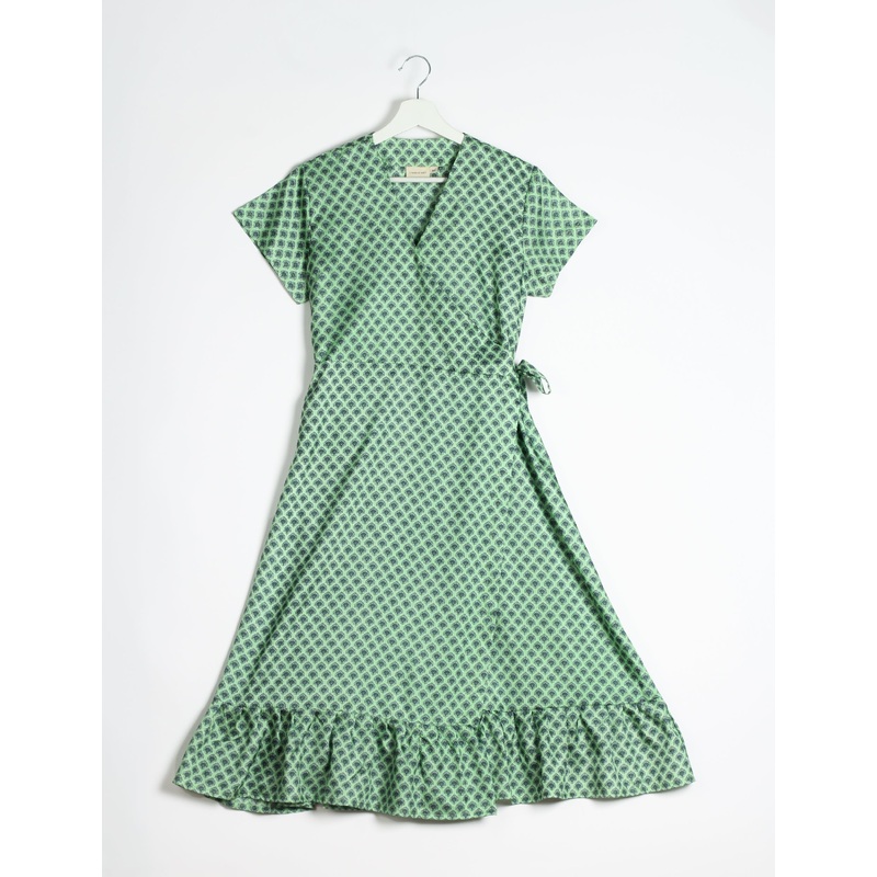 Midi Wrap Dress - Green Micro Design