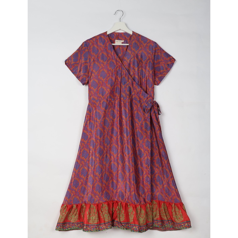 Midi Wrap Dress - Pink Geometric