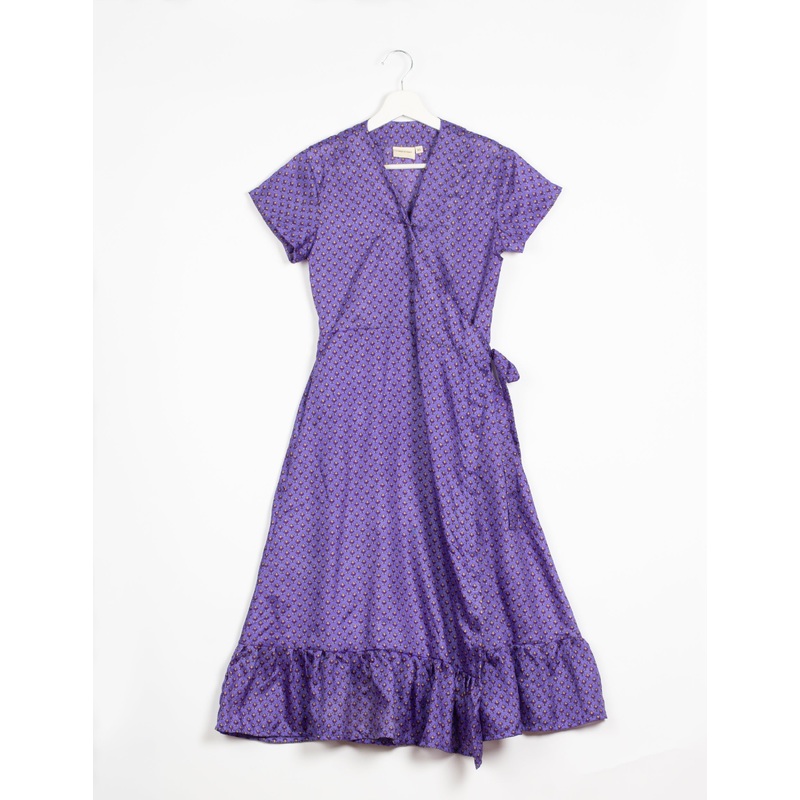 Midi Wrap Dress - Purple Micro Design