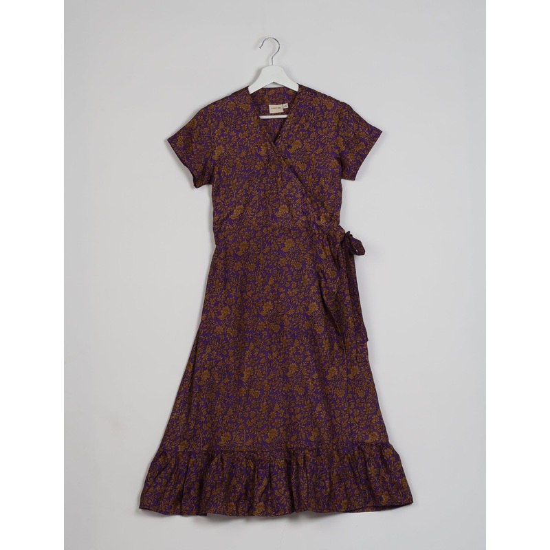 Midi Wrap Dress - Purple Tropical