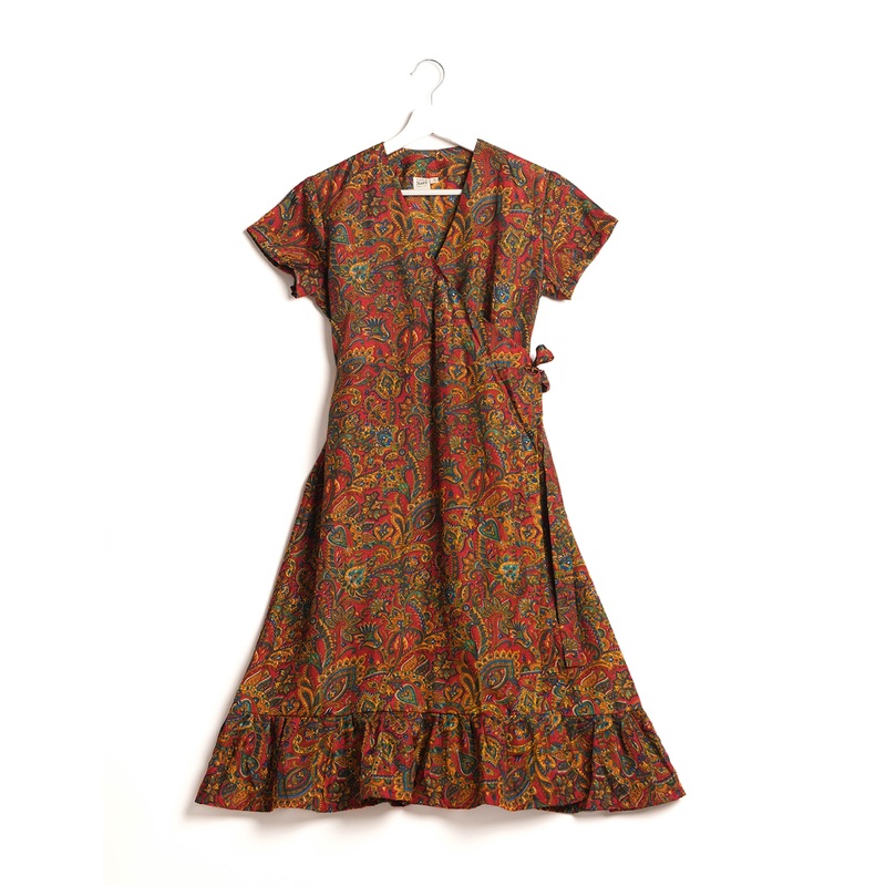 Midi Wrap Dress - Red Eclectic