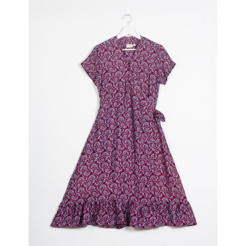 Midi Wrap Dress - Red Paisley