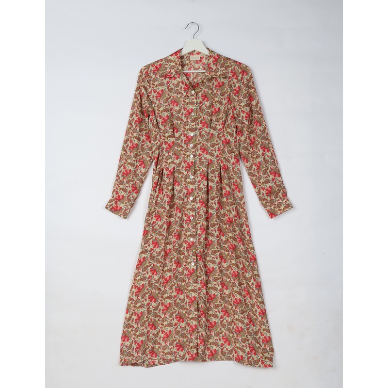 Midi Shirt Dress - Black Paisley