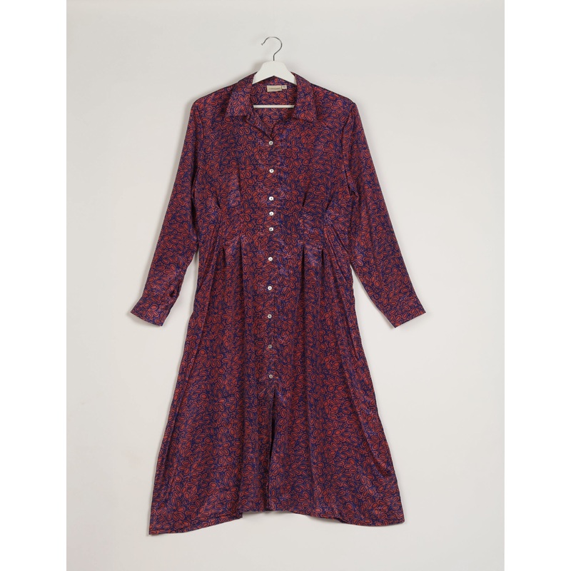 Midi Shirt Dress - Blue Floral