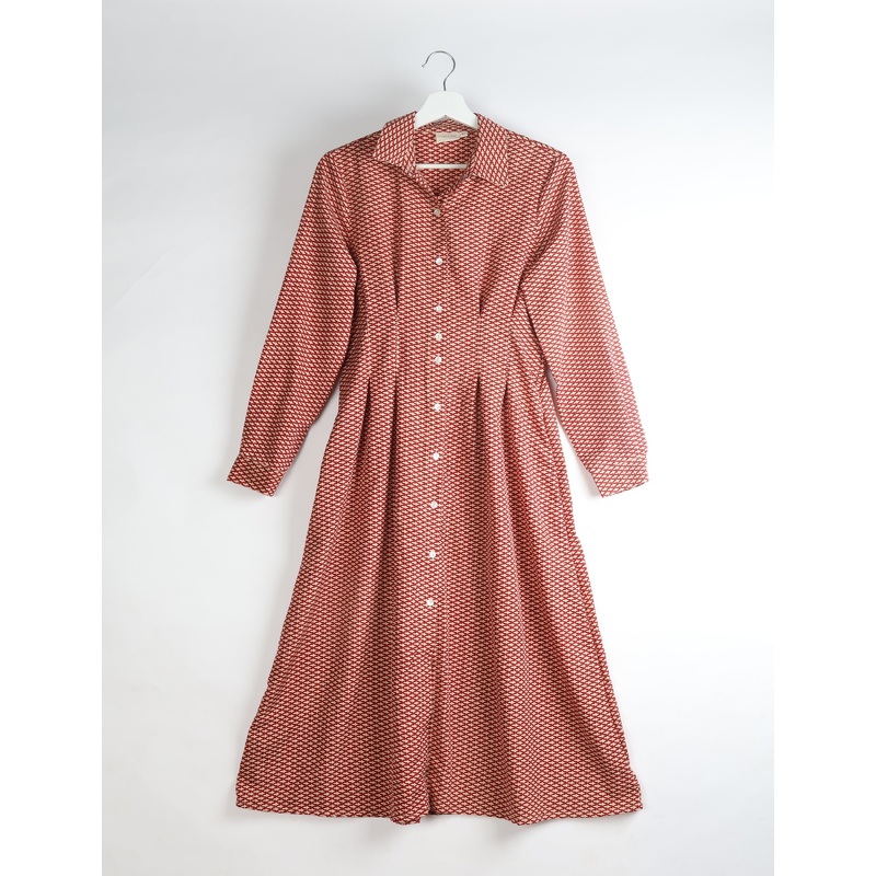 Midi Shirt Dress - Orange Micro Design