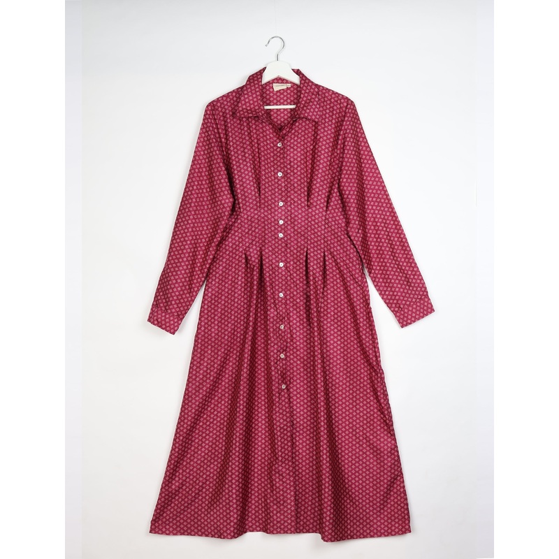 Midi Shirt Dress - Pink Micro Design