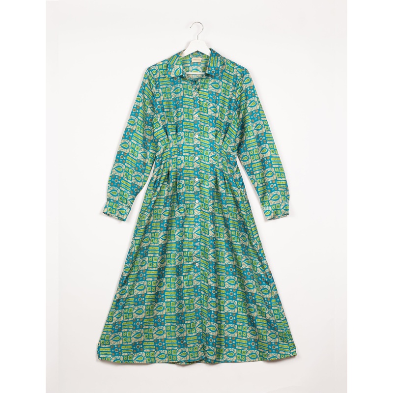 Midi Shirt Dress - Red Micro Design