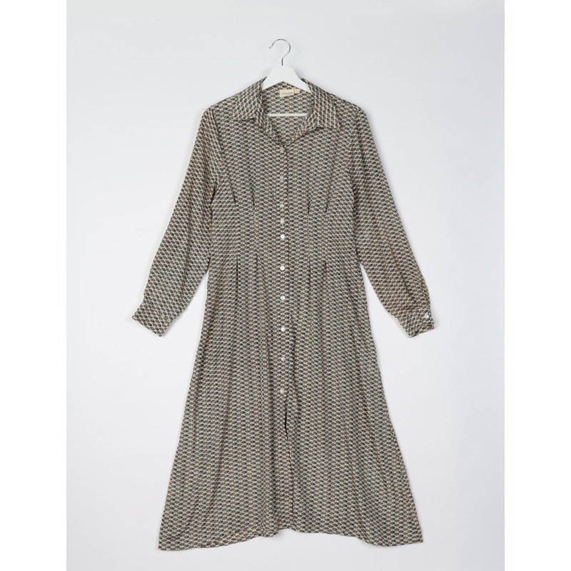 Midi Shirt Dress - White Micro Design