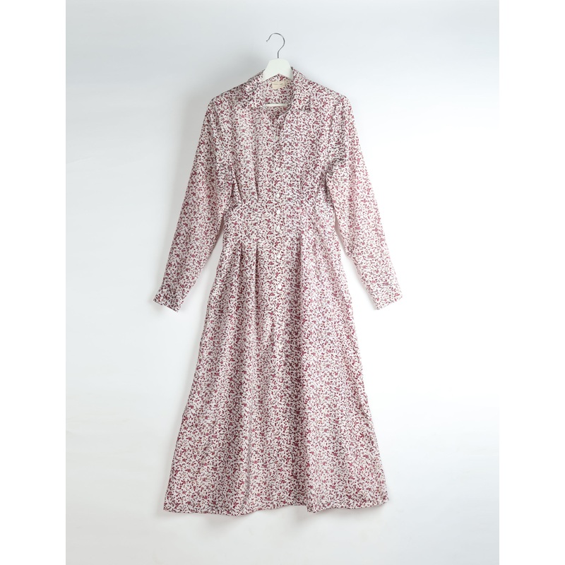 Midi Shirt Dress - White Tropical