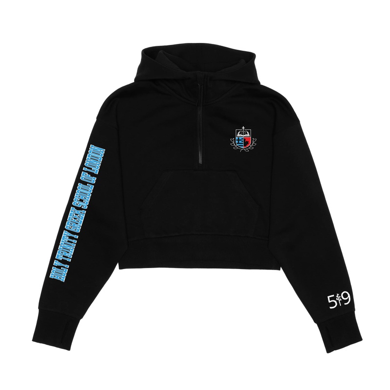 HOLY TRINITY SLEEVE CROPPED SCUBA 1/2 ZIP HOODIE (WOMENS)